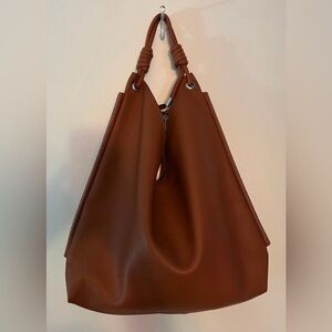 Montana West Hobo Bag  Soft Slouchy Top Handle With Knot Strap Caramel/Brown